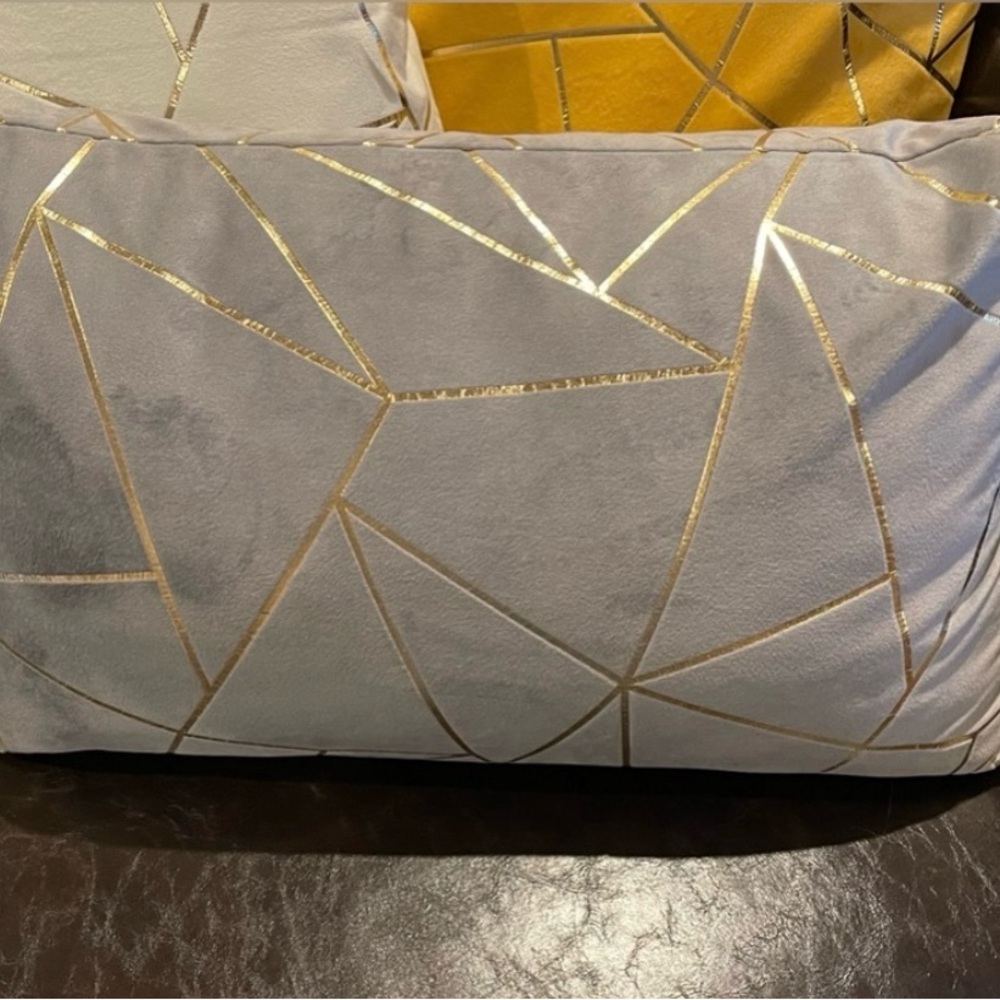 2 for $10 📌Grey and Gold Foil Decorative Lumbar Pillow Covers- EUC! - Picture 2 of 2